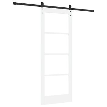 Schiebetür mit Zubehör Set Weiß 78x202 cm Massive Kiefer, Innentür mit Glas 'ORKDAL'Weiß 78x202x4 cm