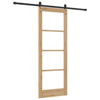 Schiebetür mit Hardware-Set 78x211 cm aus massivem Kiefernholz, Innentür mit Glas 'ORKDAL'78x211x4 cm aus massivem Kiefernholz