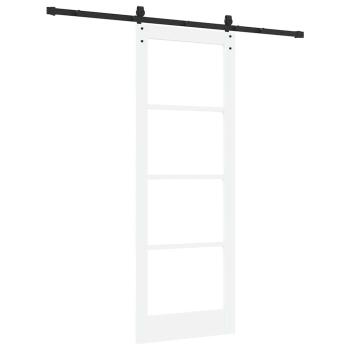 Schiebetür mit Zubehörset Weiß 78x211 cm Massivholz Kiefer, Innentür mit Glas 'ORKDAL'Weiß 78x211x4 cm