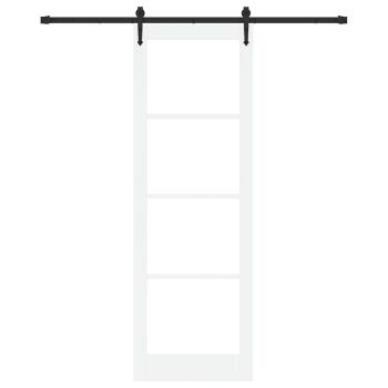 Schiebetür mit Hardware-Set Weiß 78x232 cm Massivholz Kiefer, Innentür mit Glas 'ORKDAL'Weiß 78x232x4 cm