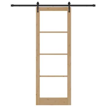 Schiebetür mit Beschlägen Set 83x232 cm Massivholz Kiefer, Innentür mit Glas 'ORKDAL'83x232x4 cm Massivholz Kiefer