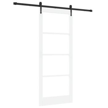 Schiebetür mit Hardware Set Weiß 86x211 cm Massivholz Kiefer, Innentür mit Glas 'ORKDAL'Weiß 86x211x4 cm