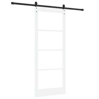 Schiebetür mit Hardware Set Weiß 86x211 cm Massivholz Kiefer, Innentür mit Glas 'ORKDAL'Weiß 86x211x4 cm