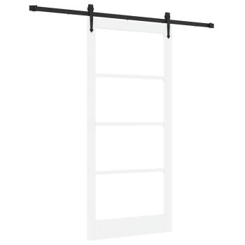 Schiebetür mit Beschlägen Set Weiß 93x202 cm Massivholz Kiefer, Innentür mit Glas 'ORKDAL'Weiß 93x202x4 cm