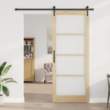 Schiebetür mit Zubehör Set 93x232 cm Massivholz Kiefer, Innentür mit Glas 'ORKDAL'93x232x4 cm Massivholz Kiefer