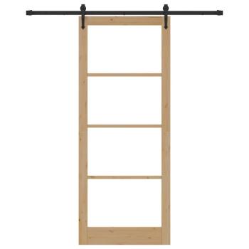 Schiebetür mit Zubehör Set 93x232 cm Massivholz Kiefer, Innentür mit Glas 'ORKDAL'93x232x4 cm Massivholz Kiefer