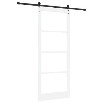Schiebetür mit Beschlägen Set Weiß 93x232 cm Massivholz Kiefer, Innentür mit Glas 'ORKDAL'Weiß 93x232x4 cm