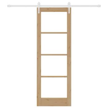 Schiebetür mit Beschlägen Set 73,5x211 cm Massivholz Kiefer, Innentür mit Glas 'ORKDAL'73,5x211x4 cm Massivholz Kiefer