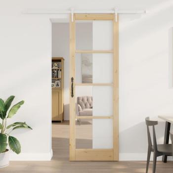 ARDEBO.de - Schiebetür mit Bausatz 78x232 cm Massivholz Fichte, Innentür mit Glas 'ORKDAL'78x232x4 cm Massivholz Fichte