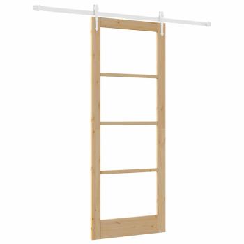 Schiebetür mit Hardware-Set 83x211 cm Massivholz Kiefer, Innentür mit Glas "ORKDAL" 83x211x4 cm Massivholz Kiefer