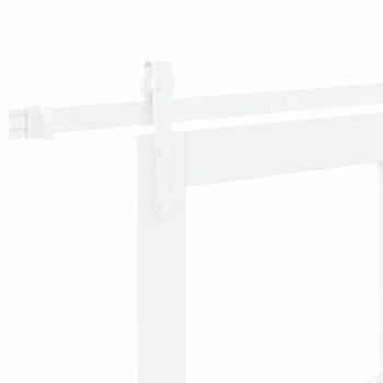 Schiebetür mit Beschlägen Set Weiß 83x211 cm Massivholz Kiefer, Innentür mit Glas 'ORKDAL'Weiß 83x211x4 cm