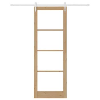 Schiebetür mit Hardware Set 83x232 cm aus massivem Kiefernholz, Innentür mit Glas 'ORKDAL'83x232x4 cm aus massivem Kiefernholz