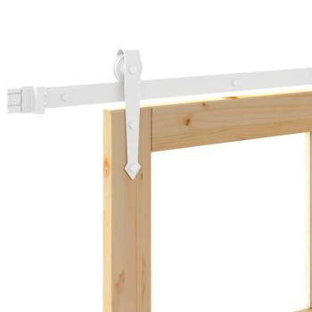 Schiebetür mit Hardware Set 83x232 cm aus massivem Kiefernholz, Innentür mit Glas 'ORKDAL'83x232x4 cm aus massivem Kiefernholz