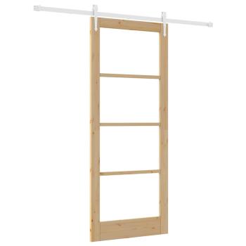 Schiebetür mit Hardware-Set 86x211 cm aus massivem Holz, Innentür mit Glas 'ORKDAL'86x211x4 cm aus massivem Holz