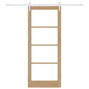 Schiebetür mit Hardware-Set 86x211 cm aus massivem Holz, Innentür mit Glas 'ORKDAL'86x211x4 cm aus massivem Holz