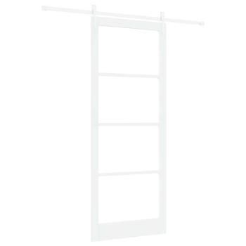 Schiebetür mit Beschlägen Set Weiß 93x232 cm Massivholz Kiefer, Innentür mit Glas 'ORKDAL'Weiß 93x232x4 cm
