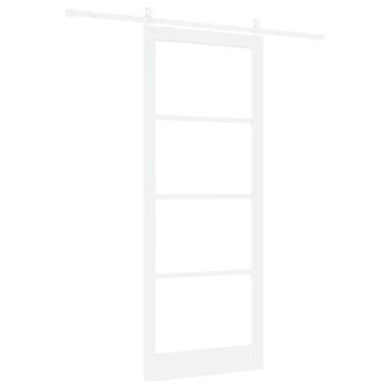Schiebetür mit Beschlägen Set Weiß 93x232 cm Massivholz Kiefer, Innentür mit Glas 'ORKDAL'Weiß 93x232x4 cm
