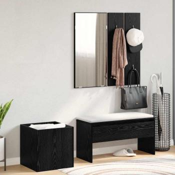 ARDEBO.de - Flurmöbel Set Schwarze Eiche Holzwerkstoff, Flurmöbel Set in schwarzer Eiche Holzwerkstoff, Pflanzenbox Schwarze Eiche 40x40x40 cm Holzwerkstoff
