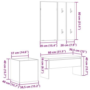 Flurmöbel Set Schwarze Eiche Holzwerkstoff, Flurmöbel Set in schwarzer Eiche Holzwerkstoff, Pflanzenbox Schwarze Eiche 40x40x40 cm Holzwerkstoff
