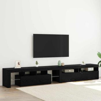 ARDEBO.de - TV-Schränke 3 Stück mit LED-Lichtern Schwarzes Eichenholz, TV-Schränke mit LED-Lichtern 2 Stück Schwarzes Eichenholz 60x35x40 cm Holzwerkstoff