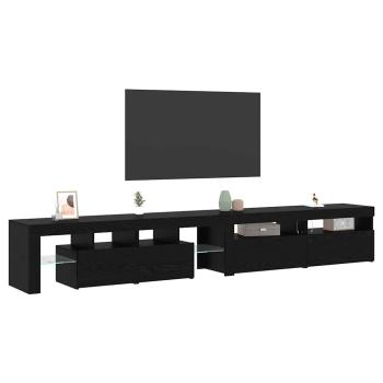 TV-Schränke 3 Stück mit LED-Lichtern Schwarzes Eichenholz, TV-Schränke mit LED-Lichtern 2 Stück Schwarzes Eichenholz 60x35x40 cm Holzwerkstoff