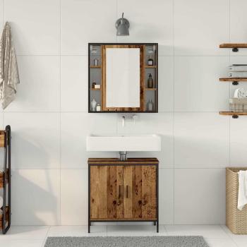2-teiliges Badezimmer Möbel Set Altholz Holzwerkstoff