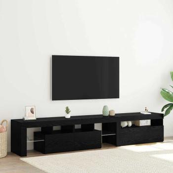 ARDEBO.de - TV-Schränke 2 Stück mit LED-Leuchten in schwarzer Eiche aus Holzwerkstoff, TV-Ständer mit LED-Leuchten - schwarze Eiche - 75x35x40 cm - aus Holzwerkstoff