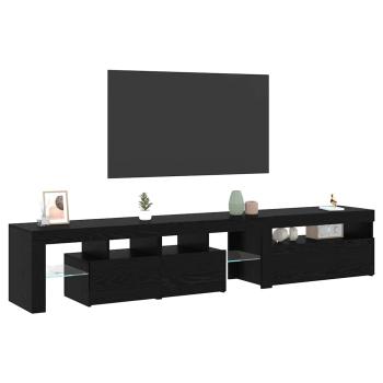 TV-Schränke 2 Stück mit LED-Leuchten in schwarzer Eiche aus Holzwerkstoff, TV-Ständer mit LED-Leuchten - schwarze Eiche - 75x35x40 cm - aus Holzwerkstoff