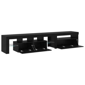 TV-Schränke 2 Stück mit LED-Leuchten in schwarzer Eiche aus Holzwerkstoff, TV-Ständer mit LED-Leuchten - schwarze Eiche - 75x35x40 cm - aus Holzwerkstoff