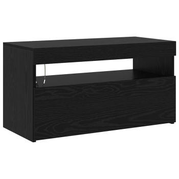 TV-Schränke 2 Stück mit LED-Leuchten in schwarzer Eiche aus Holzwerkstoff, TV-Ständer mit LED-Leuchten - schwarze Eiche - 75x35x40 cm - aus Holzwerkstoff