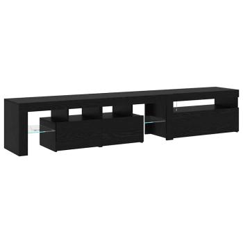 TV-Schränke 2 Stück mit LED-Leuchten in schwarzer Eiche aus Holzwerkstoff, TV-Ständer mit LED-Leuchten - schwarze Eiche - 75x35x40 cm - aus Holzwerkstoff