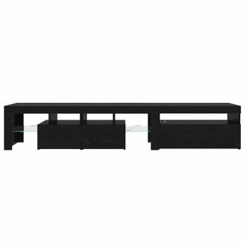 TV-Schränke 2 Stück mit LED-Leuchten in schwarzer Eiche aus Holzwerkstoff, TV-Ständer mit LED-Leuchten - schwarze Eiche - 75x35x40 cm - aus Holzwerkstoff
