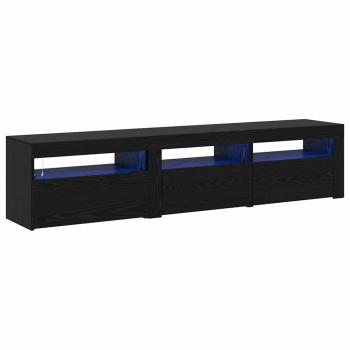 TV-Schränke 2 Stück mit LED-Lichtern Schwarz Eiche Holzwerkstoff, Schwarz Eichen TV Stand mit LED-Lichtern, 60x35x40 cm, aus Holzwerkstoff