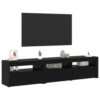TV-Schränke 2 Stück mit LED-Lichtern Schwarz Eiche Holzwerkstoff, Schwarz Eichen TV Stand mit LED-Lichtern, 60x35x40 cm, aus Holzwerkstoff