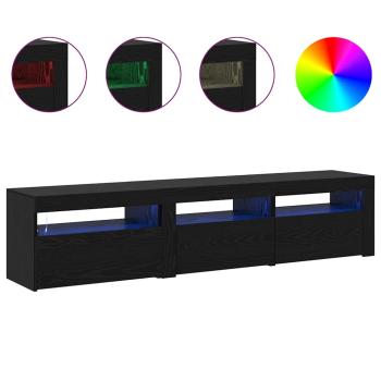 TV-Schränke 2 Stück mit LED-Lichtern Schwarz Eiche Holzwerkstoff, Schwarz Eichen TV Stand mit LED-Lichtern, 60x35x40 cm, aus Holzwerkstoff