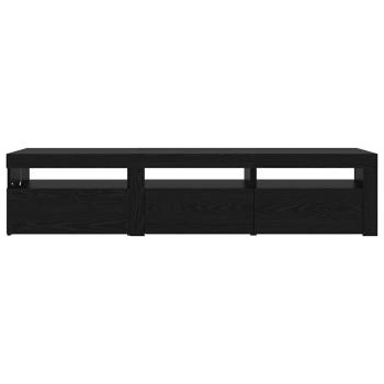 TV-Schränke 2 Stück mit LED-Lichtern Schwarz Eiche Holzwerkstoff, Schwarz Eichen TV Stand mit LED-Lichtern, 60x35x40 cm, aus Holzwerkstoff
