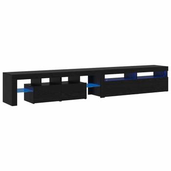 TV-Schränke 2 Stück mit LED-Lichtern Schwarzes Eichenkonstrukt, TV-Schränke mit LED Schwarz Eiche 120x35x40 cm Konstruktionsholz