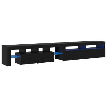 TV-Schränke 2 Stück mit LED-Lichtern Schwarzes Eichenkonstrukt, TV-Schränke mit LED Schwarz Eiche 120x35x40 cm Konstruktionsholz
