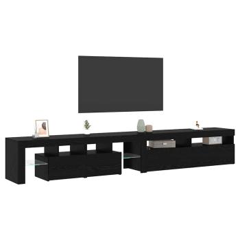 TV-Schränke 2 Stück mit LED-Lichtern Schwarzes Eichenkonstrukt, TV-Schränke mit LED Schwarz Eiche 120x35x40 cm Konstruktionsholz
