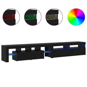 TV-Schränke 2 Stück mit LED-Lichtern Schwarzes Eichenkonstrukt, TV-Schränke mit LED Schwarz Eiche 120x35x40 cm Konstruktionsholz