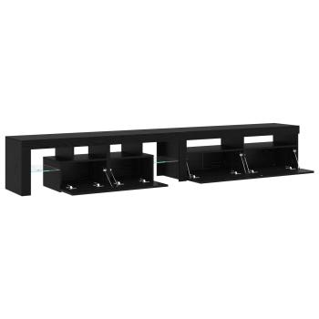 TV-Schränke 2 Stück mit LED-Lichtern Schwarzes Eichenkonstrukt, TV-Schränke mit LED Schwarz Eiche 120x35x40 cm Konstruktionsholz