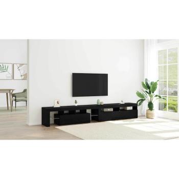 TV-Schränke 2 Stück mit LED-Lichtern Schwarzes Eichenkonstrukt, TV-Schränke mit LED Schwarz Eiche 120x35x40 cm Konstruktionsholz