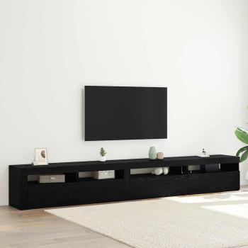 ARDEBO.de - 3-teiliger TV-Schrank mit LED-Lichtern Schwarze Eiche Holzwerkstoff, TV-Schränke mit LED-Lichtern 2 Stück Schwarze Eiche 75x35x40 cm Holzwerkstoff