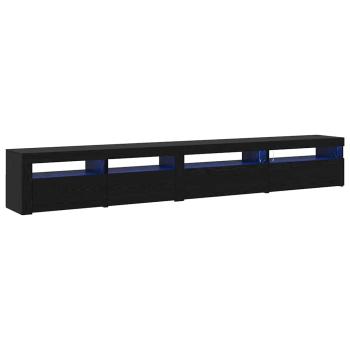 3-teiliger TV-Schrank mit LED-Lichtern Schwarze Eiche Holzwerkstoff, TV-Schränke mit LED-Lichtern 2 Stück Schwarze Eiche 75x35x40 cm Holzwerkstoff