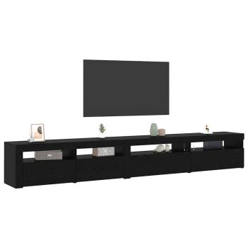 3-teiliger TV-Schrank mit LED-Lichtern Schwarze Eiche Holzwerkstoff, TV-Schränke mit LED-Lichtern 2 Stück Schwarze Eiche 75x35x40 cm Holzwerkstoff