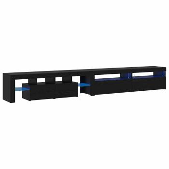 TV-Schränke 3 Teile mit LED-Lichtern schwarzes Eichenholz Holzwerkstoff, TV-Schränke mit LED-Lichtern 2 Teile schwarzes Eichenholz 75x35x40 cm Holzwerkstoff