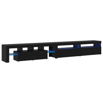 TV-Schränke 3 Teile mit LED-Lichtern schwarzes Eichenholz Holzwerkstoff, TV-Schränke mit LED-Lichtern 2 Teile schwarzes Eichenholz 75x35x40 cm Holzwerkstoff