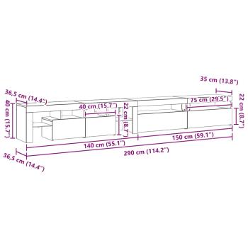 TV-Schränke 3 Teile mit LED-Lichtern schwarzes Eichenholz Holzwerkstoff, TV-Schränke mit LED-Lichtern 2 Teile schwarzes Eichenholz 75x35x40 cm Holzwerkstoff
