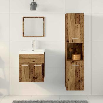 3-teiliges Badezimmermöbelset Alter Holz Werkholz