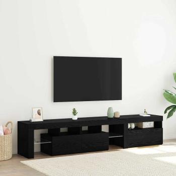 ARDEBO.de - TV-Schränke 2 Stück mit LED-Lichtern aus schwarzem Eichenholz, TV-Stand aus schwarzem Eichenholz mit LED-Lichtern, 60x35x40 cm, aus Holzwerkstoff